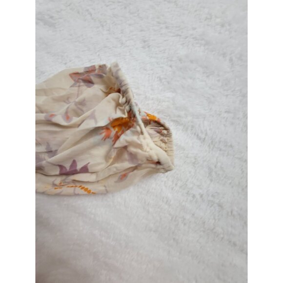 Free People Womens Floral Print Sheer Peasant Blouse Medium Beige Orange Boho - Picture 6 of 9